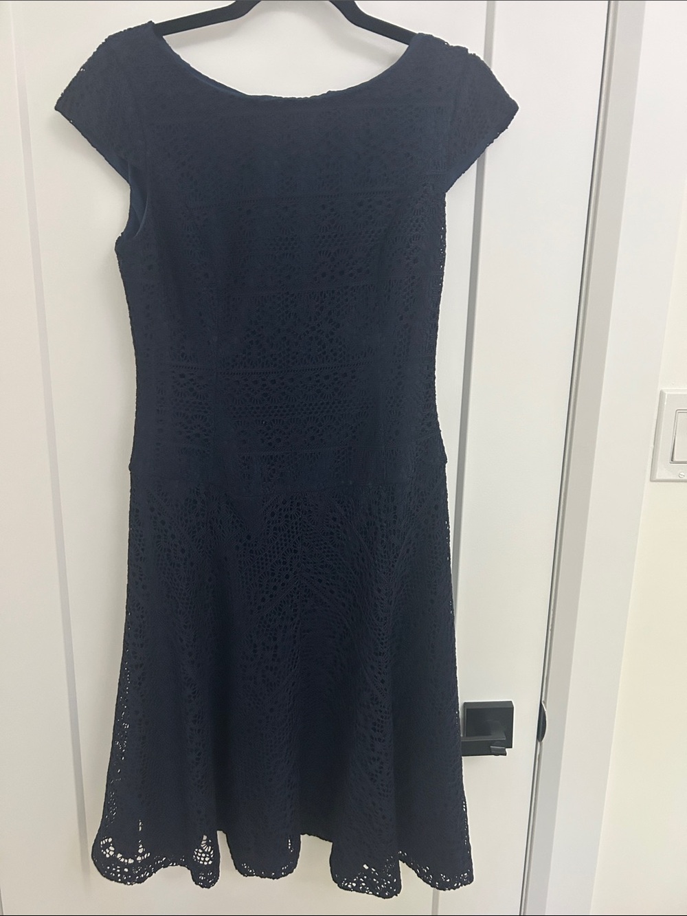 Anne Klein Navy Lace Midi Fit-and-Flare Dress